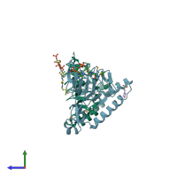 PDB entry 4isx coloured by chain, side view.