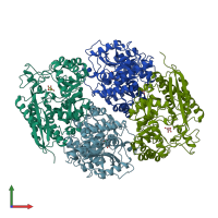 PDB entry 4it1 coloured by chain, front view.