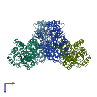 PDB entry 4it1 coloured by chain, top view.