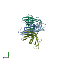 PDB entry 4it7 coloured by chain, side view.