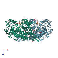 PDB entry 4ita coloured by chain, top view.