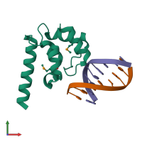 PDB entry 4itq coloured by chain, front view.