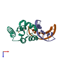 PDB entry 4itq coloured by chain, top view.
