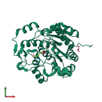PDB entry 4iu0 coloured by chain, front view.