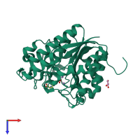 PDB entry 4iu0 coloured by chain, top view.