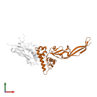 Cellulose-binding protein CttA N-terminal domain-containing protein in PDB entry 4iu2, assembly 1, front view.