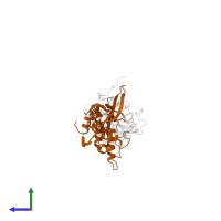 Cellulose-binding protein CttA N-terminal domain-containing protein in PDB entry 4iu2, assembly 1, side view.