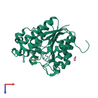 PDB entry 4iu5 coloured by chain, top view.