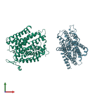 PDB entry 4iu9 coloured by chain, front view.
