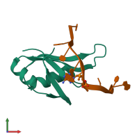 PDB entry 4iuf coloured by chain, front view.