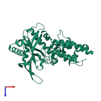 PDB entry 4iuj coloured by chain, top view.