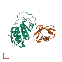 PDB entry 4ium coloured by chain, front view.
