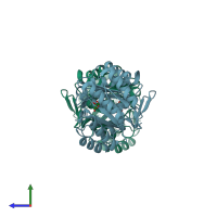 PDB entry 4iuo coloured by chain, side view.