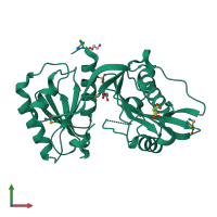 PDB entry 4ius coloured by chain, front view.