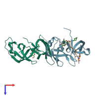 PDB entry 4iuu coloured by chain, top view.