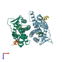 PDB entry 4iv2 coloured by chain, top view.