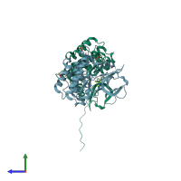 PDB entry 4ivb coloured by chain, side view.