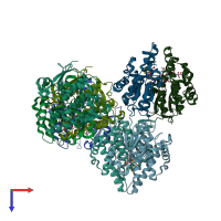 PDB entry 4ivf coloured by chain, top view.