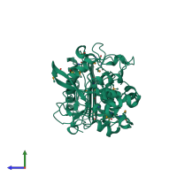 PDB entry 4ivi coloured by chain, side view.