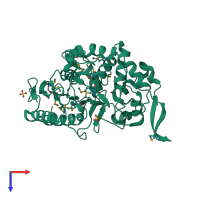 PDB entry 4ivi coloured by chain, top view.