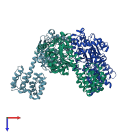 PDB entry 4ivj coloured by chain, top view.