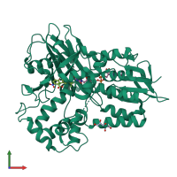 PDB entry 4ivo coloured by chain, front view.