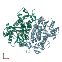 PDB entry 4ivp coloured by chain, front view.