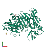PDB entry 4ivt coloured by chain, front view.