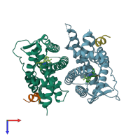 PDB entry 4ivw coloured by chain, top view.