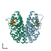PDB entry 4ivy coloured by chain, front view.