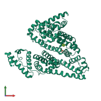 PDB entry 4iw1 coloured by chain, front view.