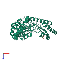 PDB entry 4iw7 coloured by chain, top view.