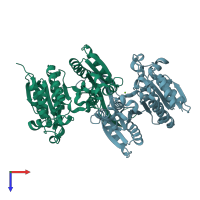 PDB entry 4iwh coloured by chain, top view.