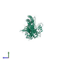 PDB 4iwq coloured by chain and viewed from the side.