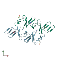 PDB entry 4iwt coloured by chain, front view.