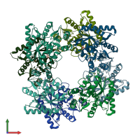 PDB entry 4ix1 coloured by chain, front view.