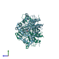 PDB entry 4ix8 coloured by chain, side view.