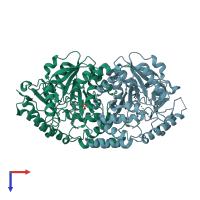 PDB entry 4ix8 coloured by chain, top view.