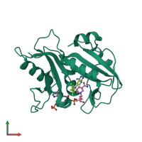 PDB entry 4ixe coloured by chain, front view.