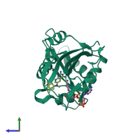 PDB entry 4ixe coloured by chain, side view.