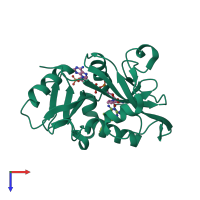 PDB entry 4ixe coloured by chain, top view.