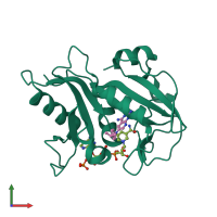 PDB entry 4ixf coloured by chain, front view.