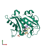 PDB entry 4ixg coloured by chain, front view.