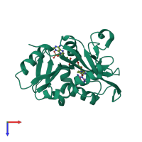 PDB entry 4ixg coloured by chain, top view.