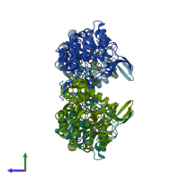 PDB entry 4ixh coloured by chain, side view.