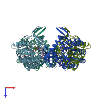 PDB entry 4ixh coloured by chain, top view.