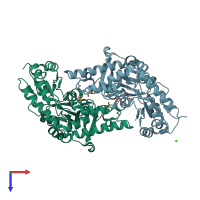 PDB entry 4ixo coloured by chain, top view.