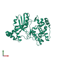 PDB entry 4ixp coloured by chain, front view.