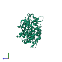 PDB entry 4ixp coloured by chain, side view.