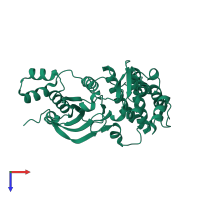 PDB entry 4ixp coloured by chain, top view.